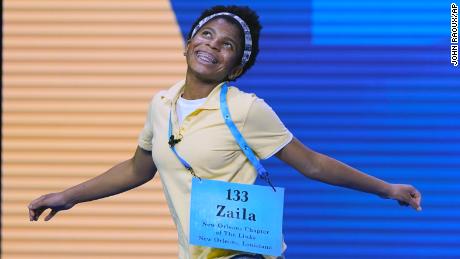 Zaila Avant-garde, 14, from Harvey, Louisiana celebrates after winning the finals of the 2021 Scripps National Spelling Bee at Disney World Thursday, July 8, 2021, in Lake Buena Vista, Fla.