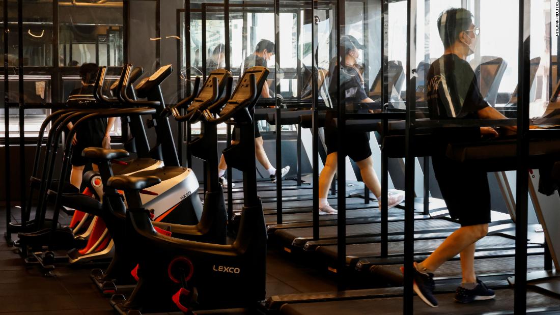 Gym members on the treadmill amid at a fitness club in Seoul, South Korea, on July 12.