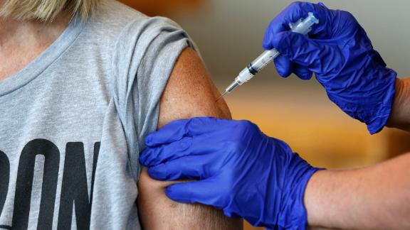 Karen Martin receives a COVID-19 vaccine at a vaccination clinic hosted by James River Church West Campus in conjunction with Jordan Valley Community Health Center in Springfield, Mo. on Monday, July 12, 2021. Tvaccine Presser00240