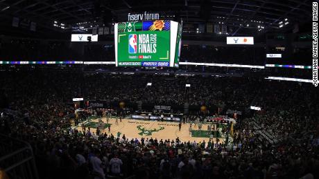  A general view before Game Four of the NBA Finals between the Milwaukee Bucks and the Phoenix Suns at Fiserv Forum on July 14, 2021 in Milwaukee, Wisconsin.