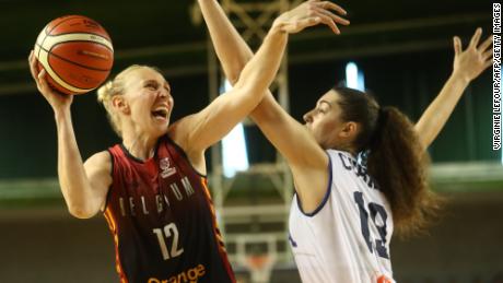 Belgian Cats Ann Wauters and Italian Lorela Cubaj fight for the ball during a friendly game between the Belgian national women team &#39;the Belgian Cats&#39; and Italy ahead of the European championships Eurobasket 2019, Friday 21 June 2019, in Wevelgem. BELGA PHOTO VIRGINIE LEFOUR        (Photo credit should read VIRGINIE LEFOUR/AFP via Getty Images)