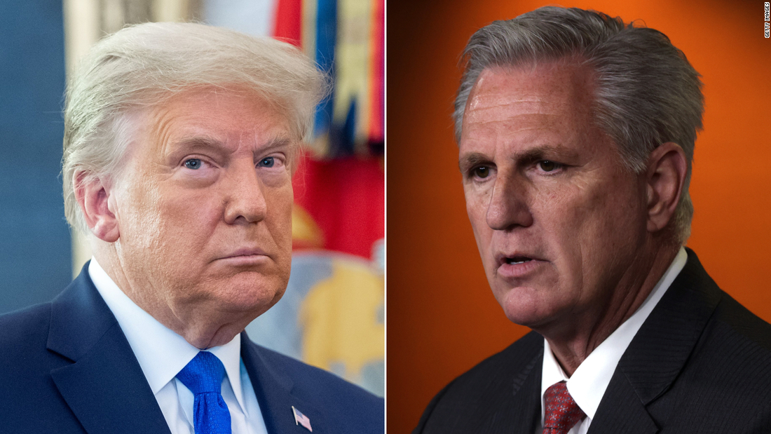 Kevin McCarthy y Donald Trump se felicitan por la recaudación de fondos del Partido Republicano