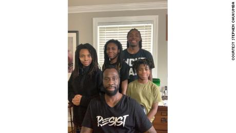 Stephen Chukumba and his four children. 
