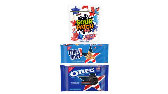 EUA Team Oreo, EUA Team Chips Ahoy!  Pacote de variedades para crianças com remendo azedo vermelho, branco e azul