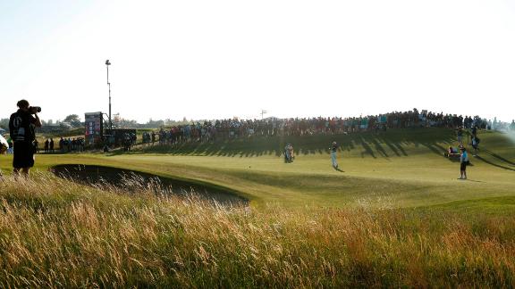 Louis Oosthuizen plays an approach shot on the 16th hole during day two of The Open at Royal St George's.