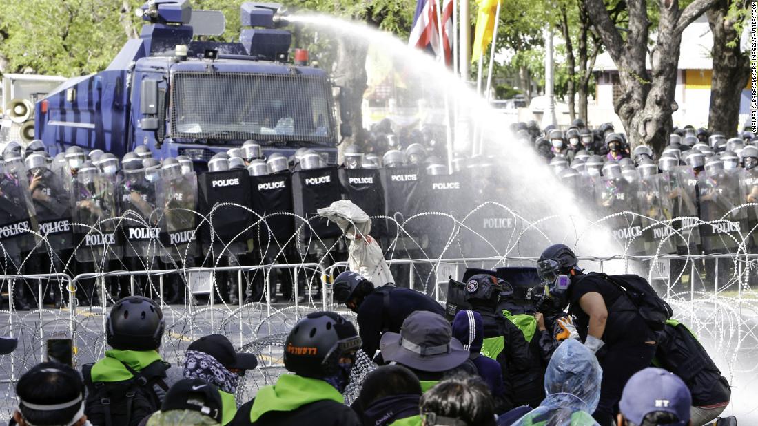 Thai protesters clash with police as Covid-19 cases continue to surge