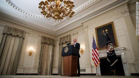President Joe Biden speaks about the nation&#39;s economic recovery amid the COVID-19 pandemic in the State Dining Room of the White House on July 19, 2021 in Washington, DC.