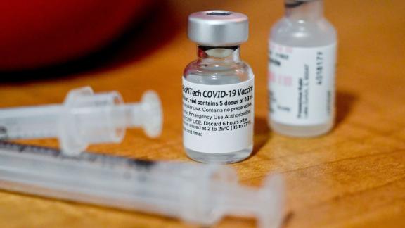 Bern Township, PA - January 29: Two syringes with a vial of vaccine and saline. At the Berks Heim Nursing and Rehabilitation Center in Bern Township Friday morning January 29, 2021 where residents of the home, and staff are being vaccinated against COVID-19 / Coronavirus with the Pfizer-BioNTech vaccine. (Photo by Ben Hasty/MediaNews Group/Reading Eagle via Getty Images)