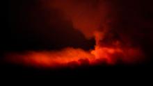 The Bootleg Fire illuminates the sky at night near Bly in Oregon on July 16.