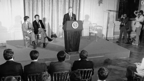 President Jimmy Carter addressed athletes set to compete in the Summer Olympic Games in Moscow at the White House in Washington on March 21, 1980. Carter asked them to support his proposed boycott of the Games to punish the Soviets for their invasion of Afghanistan, showing how the Olympics have been used by nation states as a form of protest.