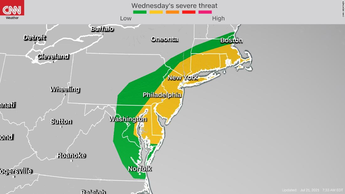 Severe storms threaten the Northeast but will also help clear wildfire smoke from the skies