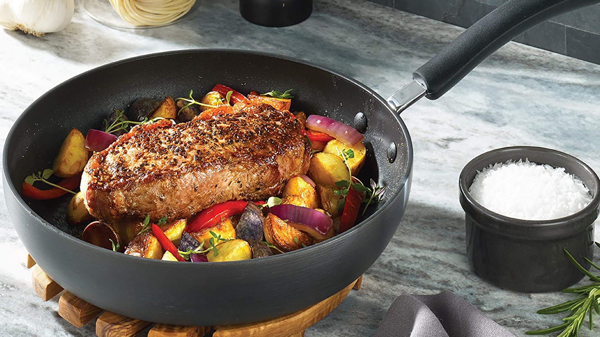 Smart Home 12-inch Non-Stick Fry Pan in Black 