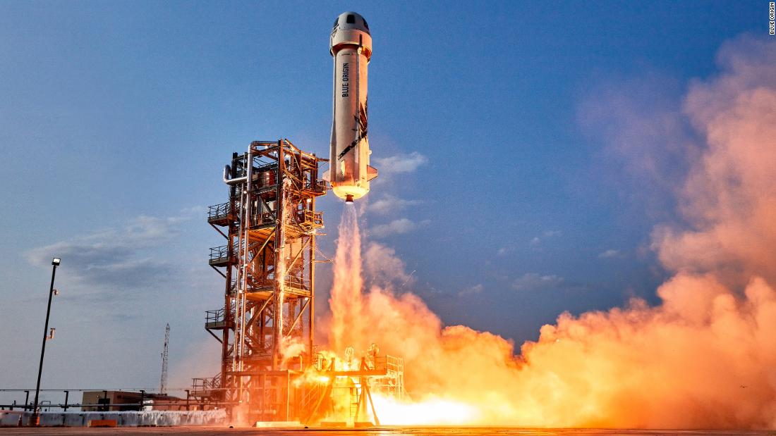 Jeff Bezos launches to space with three other crew members Tuesday, July 20, aboard Blue Origin&#39;s New Shepard rocket.