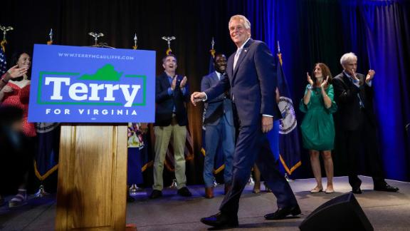 Virginia gubernatorial candidate Terry McAuliffe arrives to speak during an election night event after winning the Democratic primary for governor on June 8, 2021, in McLean, Virginia. 
