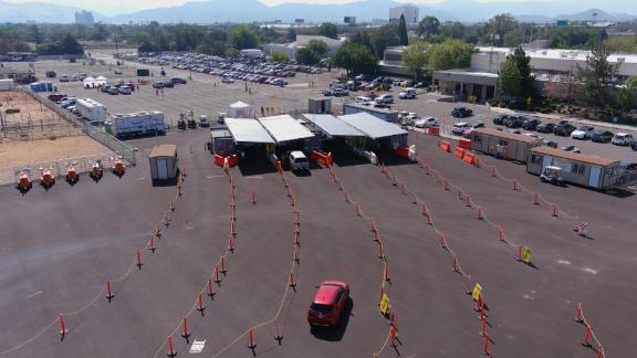 The Washoe County health department runs a vaccine drive-thru site near the rodeo, but it has seen dwindling numbers of people showing up for vaccines. 