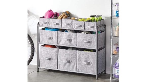 mDesign Wide 3-Tier Soft Storage Organizer with Bins 