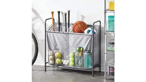 mDesign Sports Storage Rack with Front Pockets