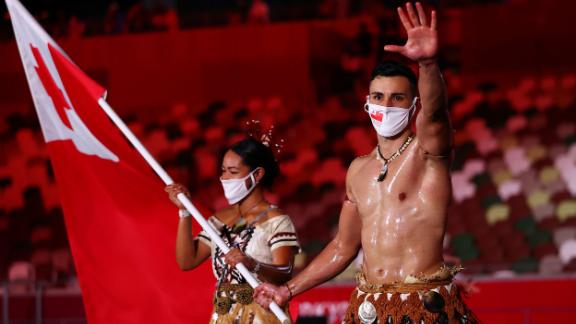 Tongan flag-bearer Pita Taufatofua made headlines for going shirtless at the 2016 and 2020 opening ceremonies, and he was at it again in Tokyo. He will be competing in taekwondo.