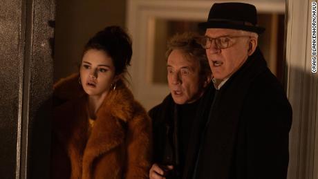 (From left) Selena Gomez, Martin Short and Steve Martin are shown in a scene from &quot;Only Murders in the Building.&quot;  