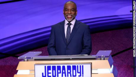 &quot;Jeopardy!&quot; guest host LeVar Burton is shown on the set of the game show.