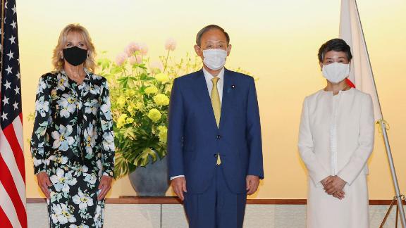 Biden meets with Japanese Prime Minister Yoshihide Suga and his wife Mariko.