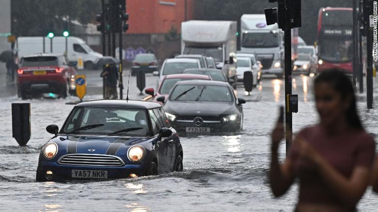 Thunderstorms cause flash flooding in London, submerging roads and some train stations