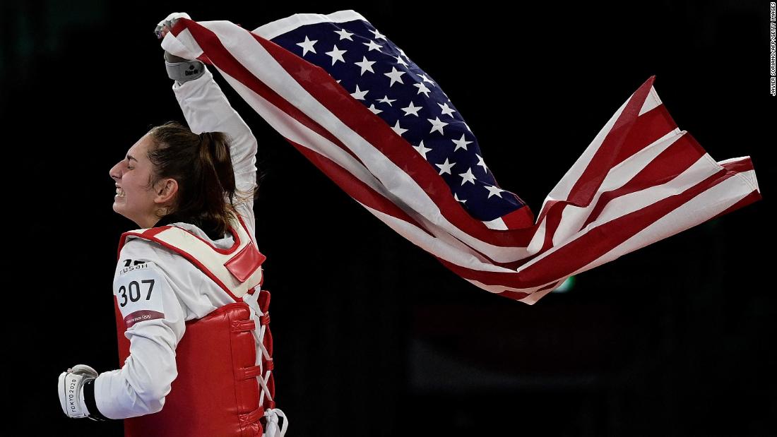 American Anastasija Zolotic celebrates after &lt;a href=&quot;https://edition.cnn.com/world/live-news/tokyo-2020-olympics-07-25-21-spt/h_267d4d19709477d7666e338a9f160bbb&quot; target=&quot;_blank&quot;&gt;winning gold in taekwondo&lt;/a&gt; on July 25. She is the first US woman to win Olympic gold in the event.