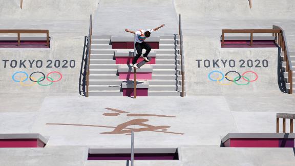 Japan's Yuto Horigome competes in street skateboarding on July 25. Horigome went on to win <a href=