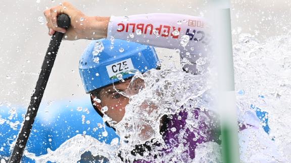 The Czech Republic's Lukas Rohan competes in a canoeing semifinal on July 26.