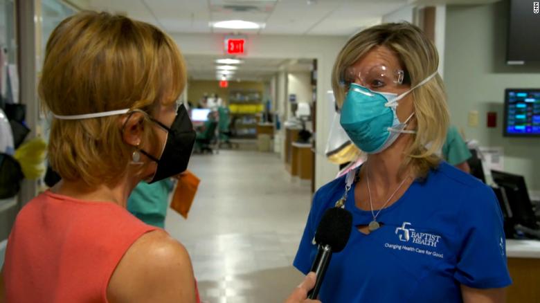 Chief Nursing Officer Tammy Daniel speaks with CNN at Jacksonville&#39;s Baptist Medical Center in Florida.