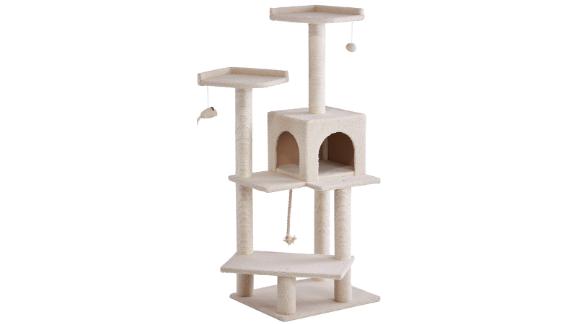 Frisco 57-in Faux Fur Cat Tree & Condo, Gray