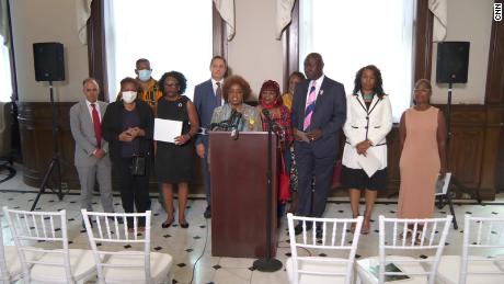 The National Council of Negro Women hosts a press conference at the group&#39;s Washington D.C. office on July 27 after filing a lawsuit against Johnson &amp; Johnson.