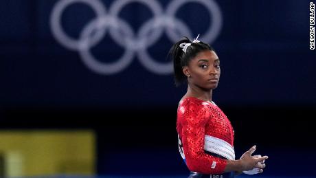 Simone Biles in the women's artistic gymnastics final at Tokyo 2020 on Tuesday.