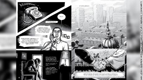 An illustration from Rep. John Lewis&#39; posthumous graphic novel, &quot;Run: Book One.&quot;