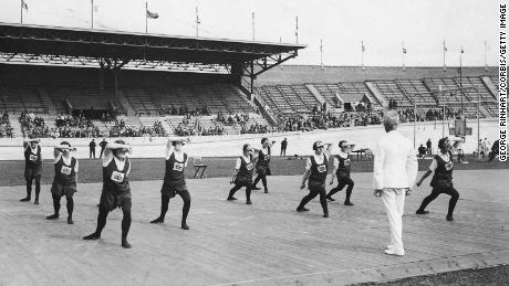 The British women&#39;s gymnastics team during the 1928 Olympics in Amsterdam, the first year female gymnasts competed in the Games. 