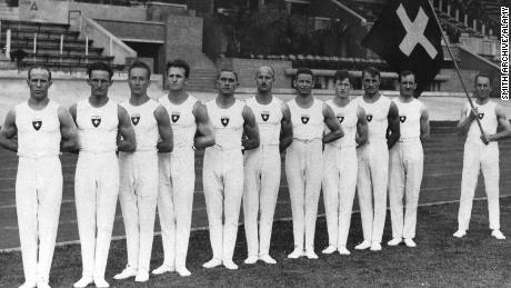 The Swiss men&#39;s gymnastics team at the 1928 Olympic Games in Amsterdam.