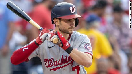  Four Washington Nationals players, including Trea Turner, and eight staff members have tested positive for the coronavirus. Turner was pulled from Tuesday&#39;s game after he tested positive for Covid-19.