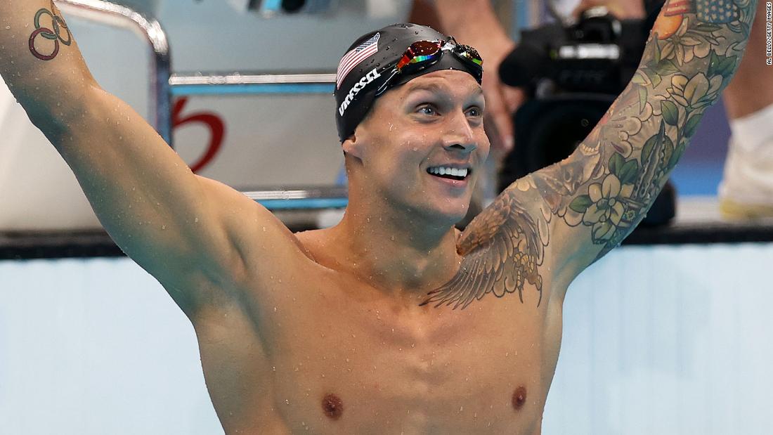USA's Caeleb Dressel wins his first individual gold medal in the 100 meter freestyle final