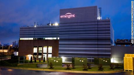 The Emergent Biosolutions biopharmaceutical company building in Baltimore is pictured  in April.