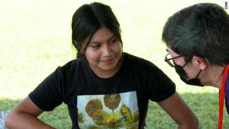 Camila Fortuna, 13, gets a Covid-19 vaccine Thursday in Del Valle, Texas.