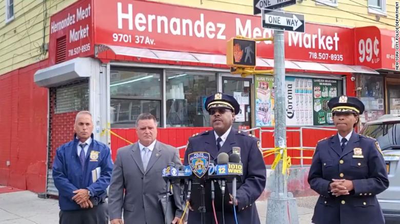 Assistant Chief Galen Frierson speaks during a news conference Sunday regarding a Saturday mass shooting in Queens, New York City.