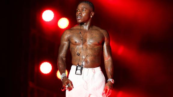 MIAMI GARDENS, FLORIDA - JULY 25: DaBaby performs on stage during Rolling Loud at Hard Rock Stadium on July 25, 2021 in Miami Gardens, Florida. (Photo by Rich Fury/Getty Images)