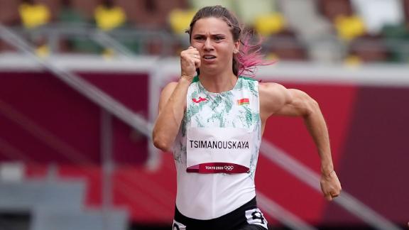 Christina Dimonovskaya z Białorusi pobiegnie na 100 metrów kobiet na igrzyskach olimpijskich w Tokio 30 lipca.