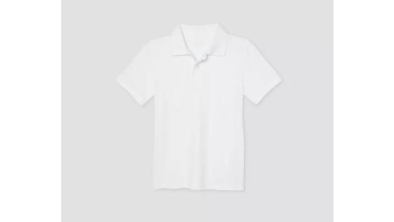 Boys' Short-Sleeve Stretch Pique Uniform Polo Shirt, Cat & Jack White 