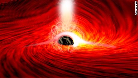 I brillamenti di raggi X sono stati visti per la prima volta dal lato opposto di un buco nero, come mostrato in questa vista.