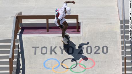 Team USA&#39;s Nyjah Huston competes in the men&#39;s street skateboarding final on July 25.