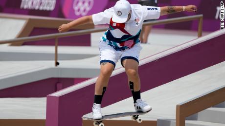 Alana Smith of Team USA competes in the women&#39;s street skateboarding final on July 26.