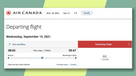 Fly from Boston to Washington, DC, one way on United for just 6,000 Aeroplan points.