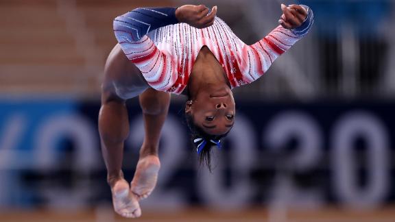 US gymnast Simone Biles competes in the balance beam final on Tuesday, August 3. <a href=