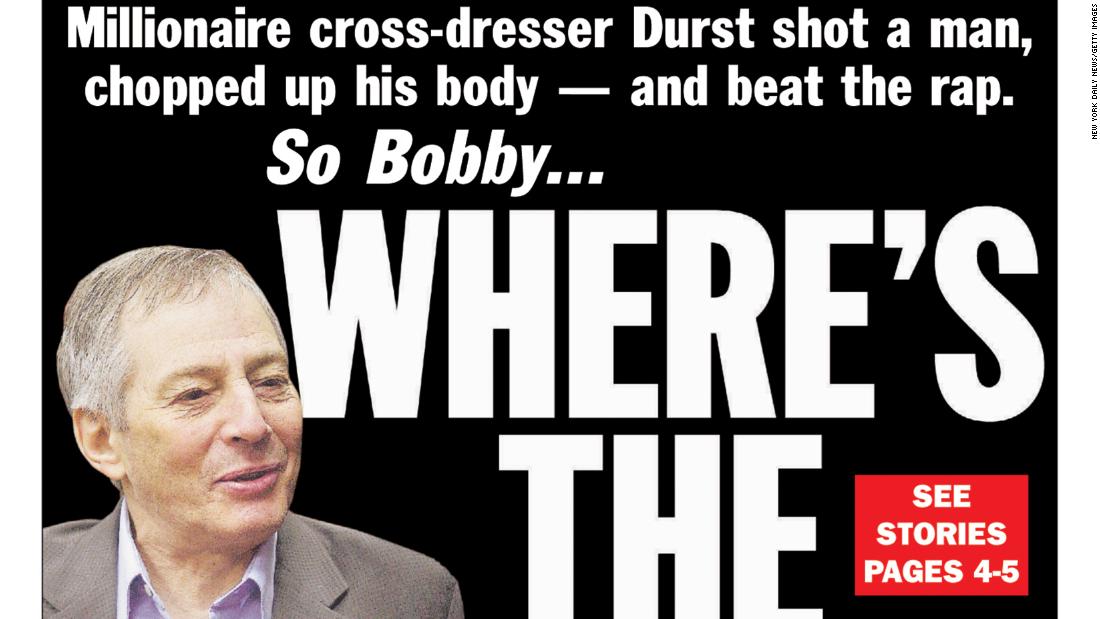 Durst is featured on the front page of the New York Daily News on November 12, 2003. At the trial, Durst testified he hid out in Galveston, Texas, and posed as a mute woman because he was afraid as he faced increasing scrutiny, Court TV reported.